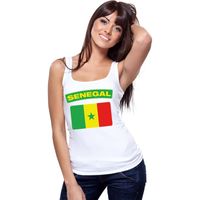 Singlet shirt/ tanktop Senegalese vlag wit dames - thumbnail