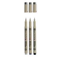 Sakura pigma micron 05 fineliner set, 3 pennen, zwartgrijs
