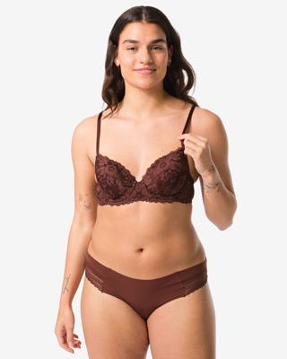 HEMA Voorgevormde Bh Met Kant Met Beugel Recycled Micro Donkerbruin (donkerbruin)