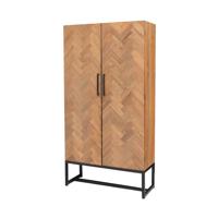 Livingfurn Opbergkast Accent Visgraat Teak en staal, 200 x 105cm - Hout - thumbnail