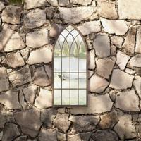 Tuinspiegel 70x30 cm ijzer zandkleurig