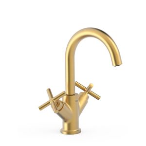 Wastafelkraan Tres Mont Blanc | Opbouw | Mengkraan | Standaard model | 2-knops | Rond | Goud glans 24k