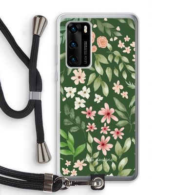 Botanical green sweet flower heaven: Huawei P40 Transparant Hoesje met koord