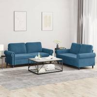 2-delige Loungeset met kussens fluweel blauw 2-delige Loungeset met kussens fluweel blauw