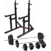 Gorilla Sports Multi Squat Rack Met 100 kg Halterset Gripper Kunststof - thumbnail