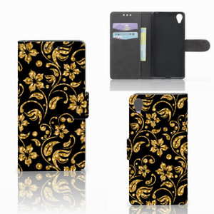 Sony Xperia X Hoesje Gouden Bloemen