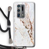 Goud marmer: Huawei P40 Pro Plus Transparant Hoesje met koord