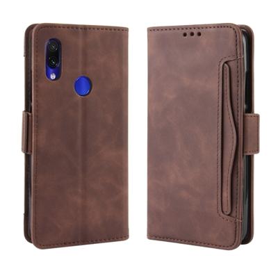 Portemonnee stijl huid voelen kalf patroon lederen draagtas voor Xiaomi Redmi 7 met aparte kaartsleuf (bruin)