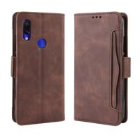Portemonnee stijl huid voelen kalf patroon lederen draagtas voor Xiaomi Redmi 7 met aparte kaartsleuf (bruin)