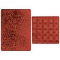 MSV Douche anti-slip mat en droogloop mat - Venice badkamer set - rubber/microvezel - terracotta - thumbnail