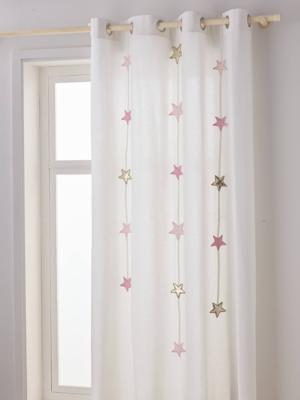 Gordijn met eyelet van sterren ecru