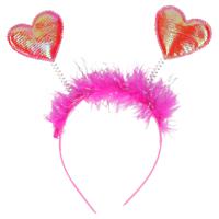 Verkleed diadeem Roze Valentijn hartjes - meisjes/dames - met glitters