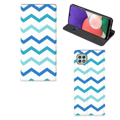 Samsung Galaxy A22 5G | Hoesje met Magneet | Zigzag Blauw