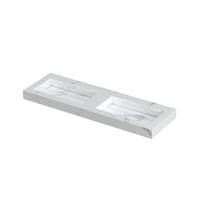 INK Pitch Wastafel Keramische Slab Bak Dubbel met Drain en Front en Side Skirts Zonder Kraangaten - 1400x450x90 mm - Statuario Glans