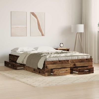Bedframe met lades met lade Oud hout 120 x 190 cm Bewerkt hout