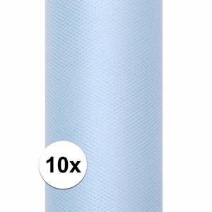 Glitter tule stof - 10x rollen - lichtblauw - 15 x 900 cm - hobbyartikelen/knutselspullen - gaatjess