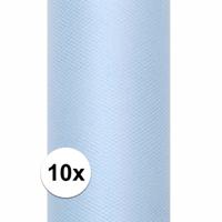 Glitter tule stof - 10x rollen - lichtblauw - 15 x 900 cm - hobbyartikelen/knutselspullen - gaatjess