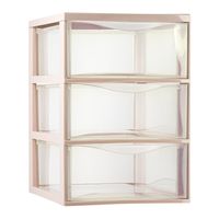 Ladeblokje/bureau organizer met 3x lades - transparant/beige - L26 x B37 x H37 cm - plastic