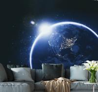 Fotobehang wereldkaart ruimte met zonnevlam