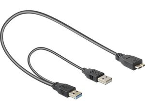 Delock 82909 Kabel USB 3.0 type A male + USB type A male > USB 3.0 type Micro-B male