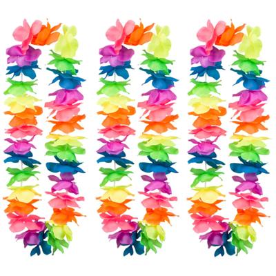 Hawaii krans/slinger - 10x - Tropische/zomerse kleuren mix - Bloemen hals slingers