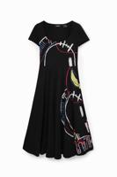 Wijd uitlopende midi-jurk - BLACK - S