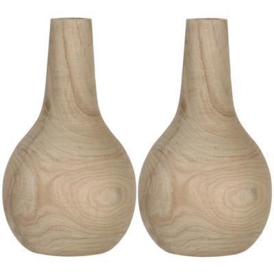 Mica Decorations Vaas - 2x - hout - bolvormig - 16 x 28 cm - bloemenvaas Mica Decorations Vaas - 2x - hout - bolvormig - 16 x 28 cm - bloemenvaas