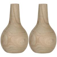 Mica Decorations Vaas - 2x - hout - bolvormig - 16 x 28 cm - bloemenvaas Mica Decorations Vaas - 2x - hout - bolvormig - 16 x 28 cm - bloemenvaas