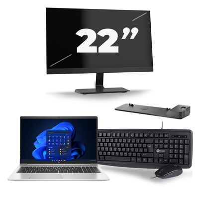 HP Probook 450 G8 - Intel Core i5-11e Generatie - 15 inch - 16GB RAM - 256GB SSD - Windows 11 + 1x 22 inch Monitor