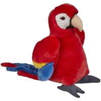 Pluche knuffel Macaw papegaai - rood - 28 cm - knuffeldieren - vogels - voor kinderen - speelgoed