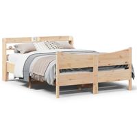 Bedframe met hoofdbord massief grenenhout 140x190 cm