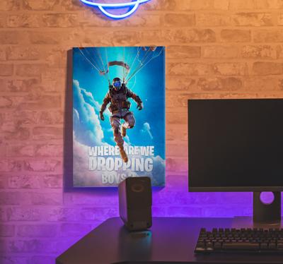 Canvas van game karakter parachute springend
