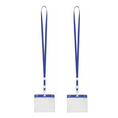 Badgehouders - 20x - blauw - 11 x 58 cm - kunststof/plastic - keycord - naamkaarthouders
