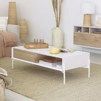 Kave Home Salontafel Marielle Essenhout, 147 x 70cm - Wit - thumbnail