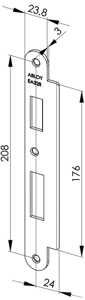 ABLOY EA328 Abloy sluitplaat voor stompe deuren | korte lip | 232x36x3mm | voor Abloy sloten DR 1/2/3/4. - 10037891