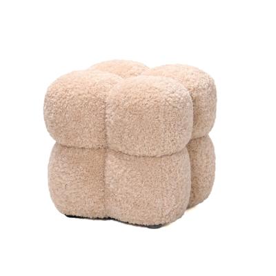 Vierkante poef Teddy beige
