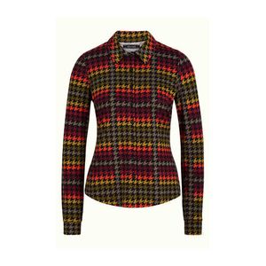 King Louie blouse Houndstooth met all over print zwart/multi