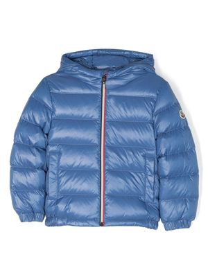 Moncler Enfant veste matelassée à patch logo - Bleu