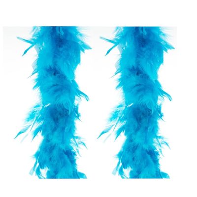 2x stuks carnaval verkleed veren Boa kleur turquoise 2 meter