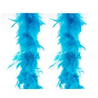 2x stuks carnaval verkleed veren Boa kleur turquoise 2 meter 2x stuks carnaval verkleed veren Boa kleur turquoise 2 meter