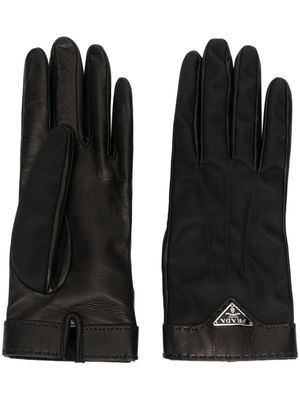 Prada gants à plaque logo - Noir