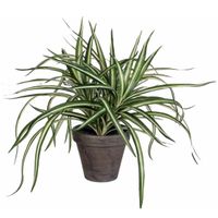 Dracaena kunstplant groen in grijze pot H34 cm x D40 cm