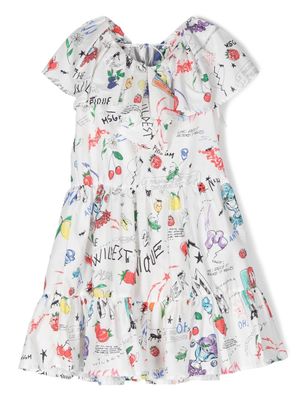 MSGM Kids robe imprimée à volants - Blanc