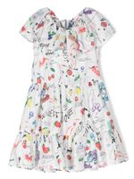 MSGM Kids robe imprimée à volants - Blanc