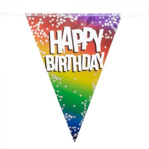 Happy Birthday Vlaggenlijn Sterretjes Rainbow (6m)