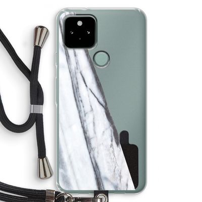 Gestreepte marmer: Pixel 5 Transparant Hoesje met koord