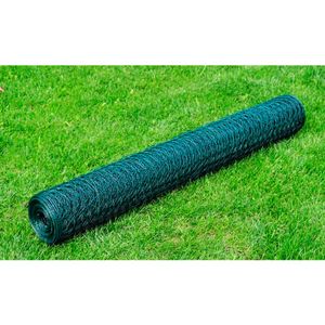 VidaXL Kippengaas 25x1 m met pvc-coating groen
