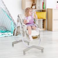 Kinderstoel met Wieltjes Opvouwbare Eetstoel voor Baby's in Hoogte Verstelbaar en Kantelbaar 3-Positie Voetensteun Grijs - thumbnail