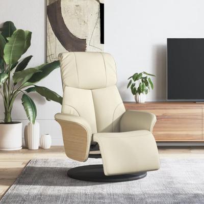 Fauteuil verstelbaar met voetensteun kunstleer crmekleurig