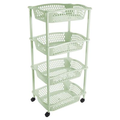 Keuken opberg trolley - 4 manden - mintgroen - 86 x 41 cm - roltafel